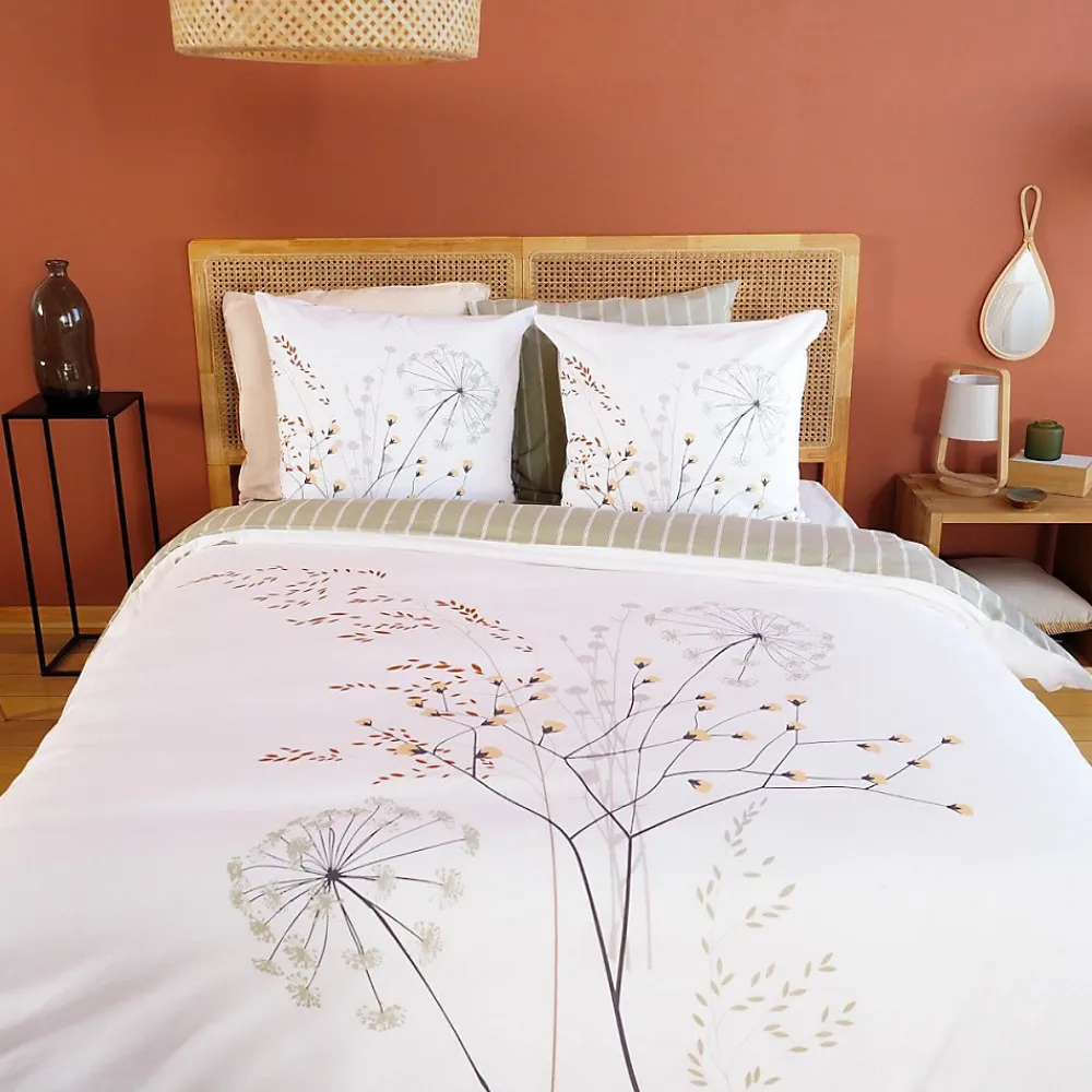 Cote Deco Housse de couette 240x220 + 2 taies SOLIFLORE 100% Coton 57 fils* Housse De Couette