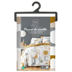 Housse de couette 240x220 + 2 taies GEOMELO ocre><noscript><img width=