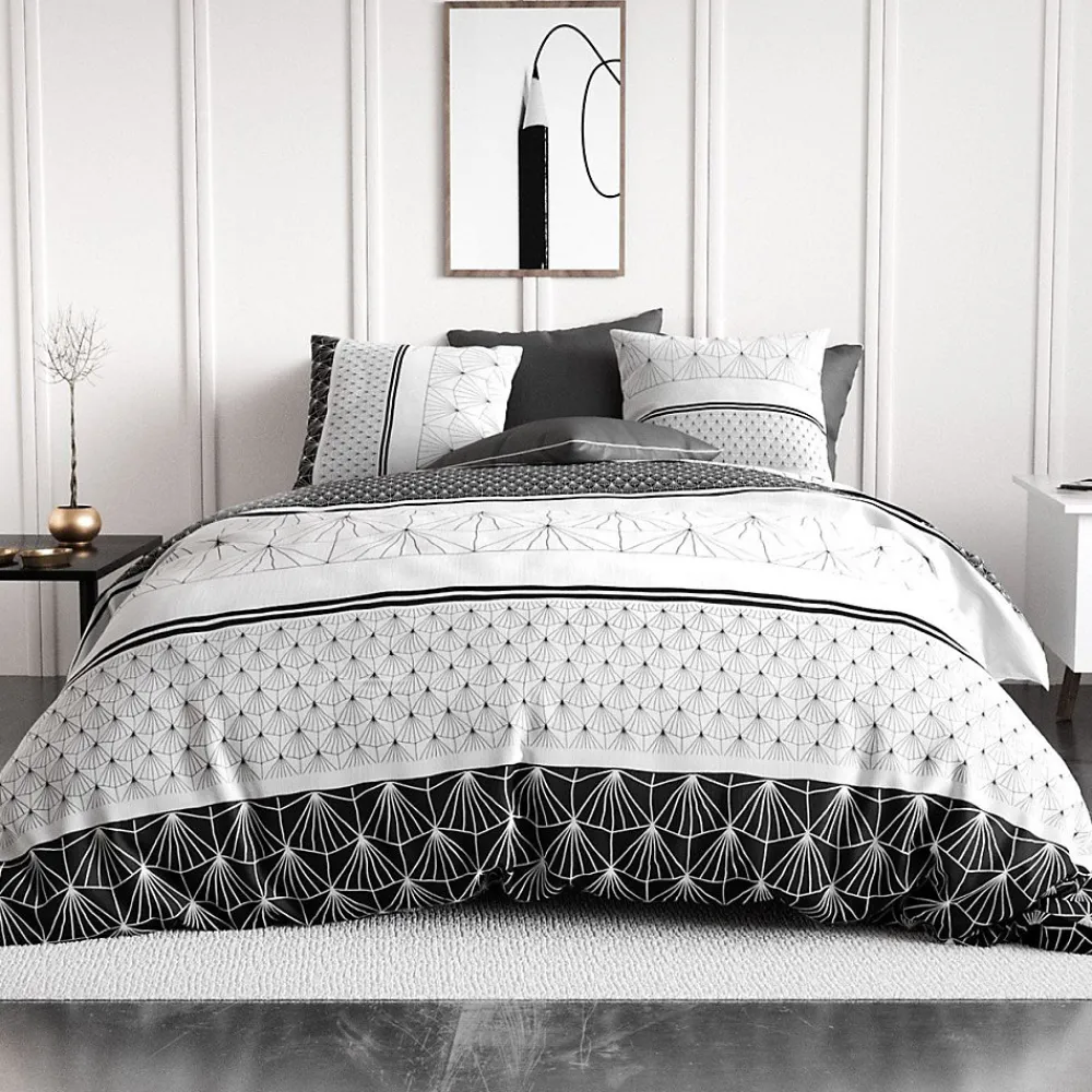Housse de couette 240x220 Casta + 2 taies coton 57 fils>Atelier Du Coton Clearance