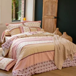 Linnea Housse de couette 300x240 cm coton INOUK rose/beige* Housse De Couette