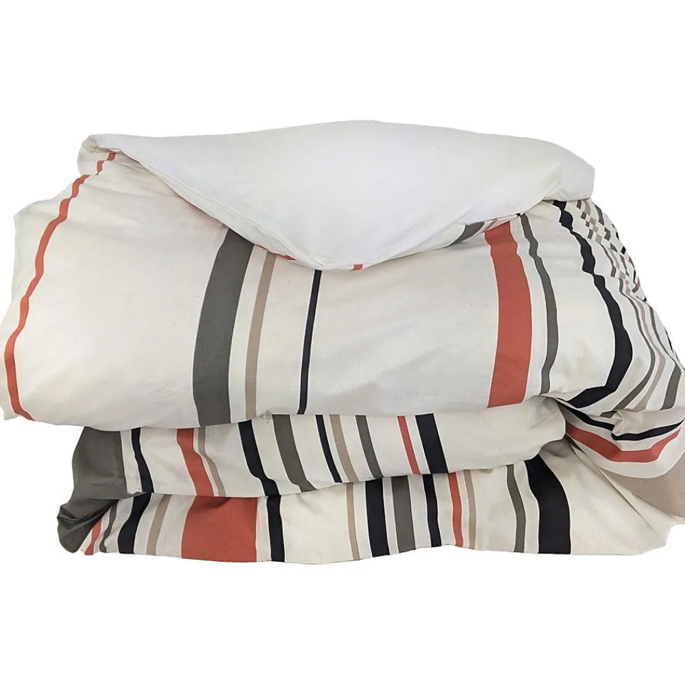 Housse de couette 280x240 cm coton HUGO beige/corail>Linnea Outlet