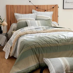 Housse de couette 260x240 cm coton NIAGARA vert Kaki>Linnea Outlet