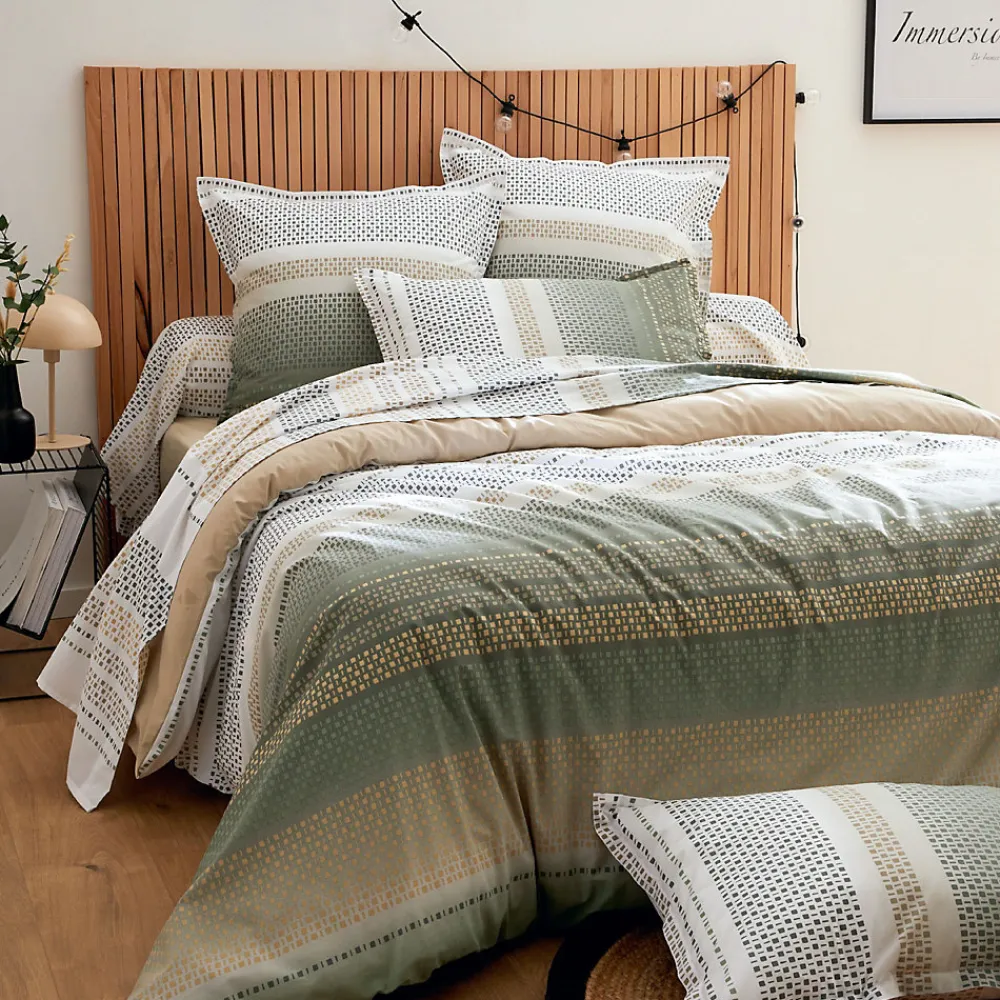 Housse de couette 260x240 cm coton NIAGARA vert Kaki>Linnea Outlet