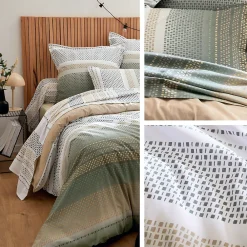 Housse de couette 260x240 cm coton NIAGARA vert Kaki><noscript><img width=