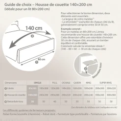 Housse de couette 140x200 cm en percale coton LISON gris><noscript><img width=