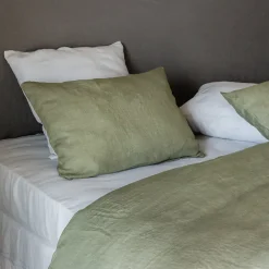 Linnea Housse de couette 140x200 cm lit simple lin lavé SONATE vert Sauge* Housse De Couette
