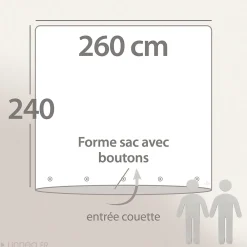 Housse de couette 260X240 cm lin lavé SONATE bleu Topaze><noscript><img width=