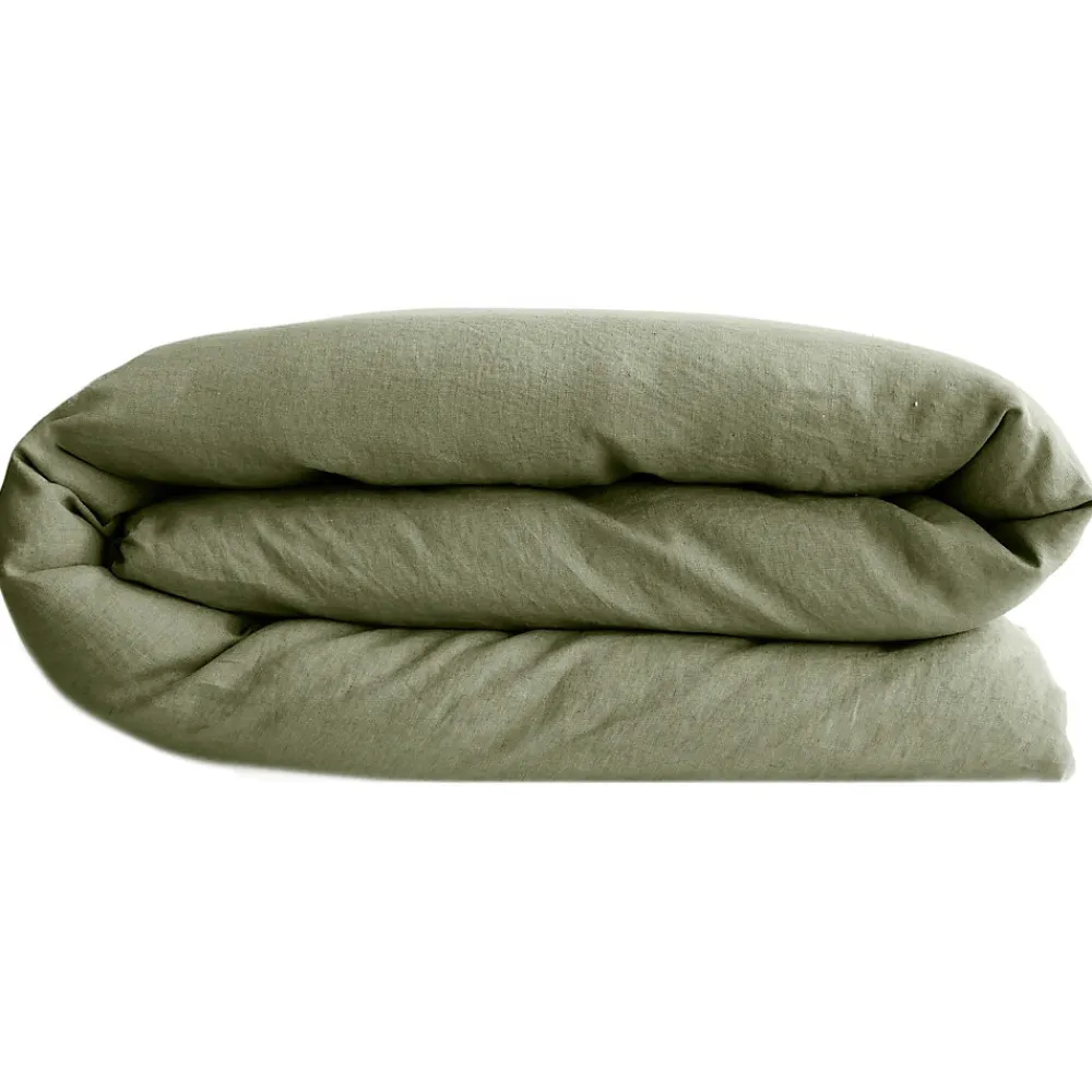 Housse de couette 260X240 cm lit queen size lin lavé SONATE vert Sauge>Linnea New