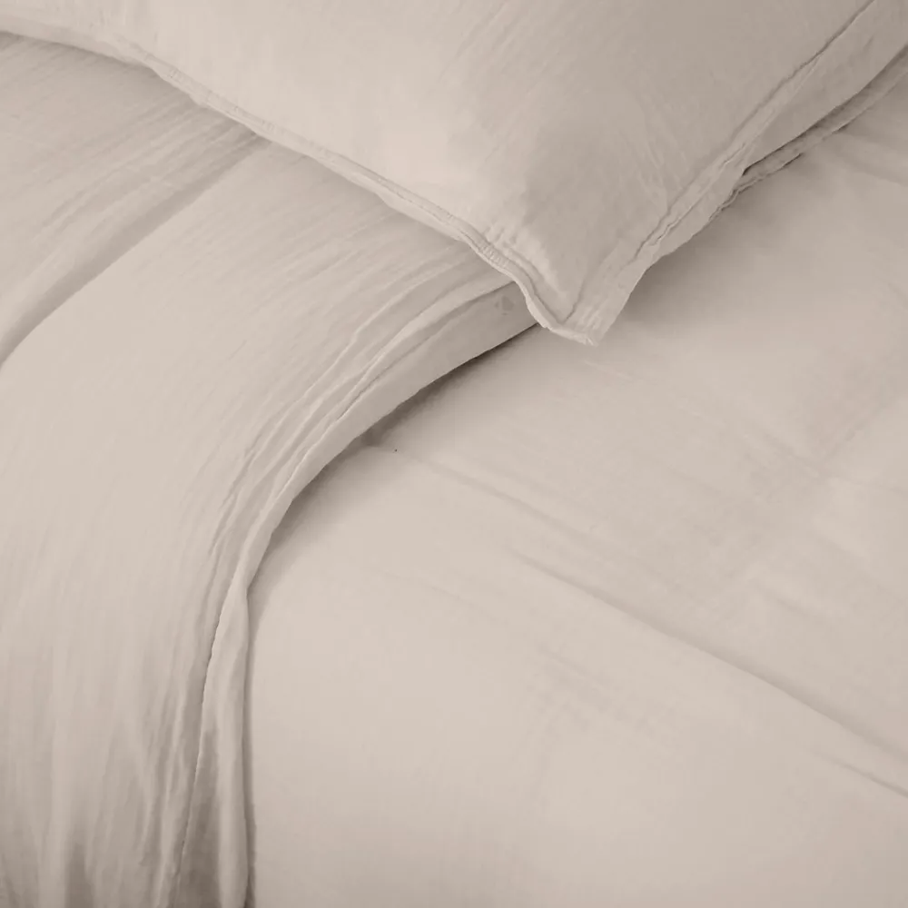 Linnea Housse de couette 240x220 cm mousseline de coton MILOS beige naturel* Housse De Couette