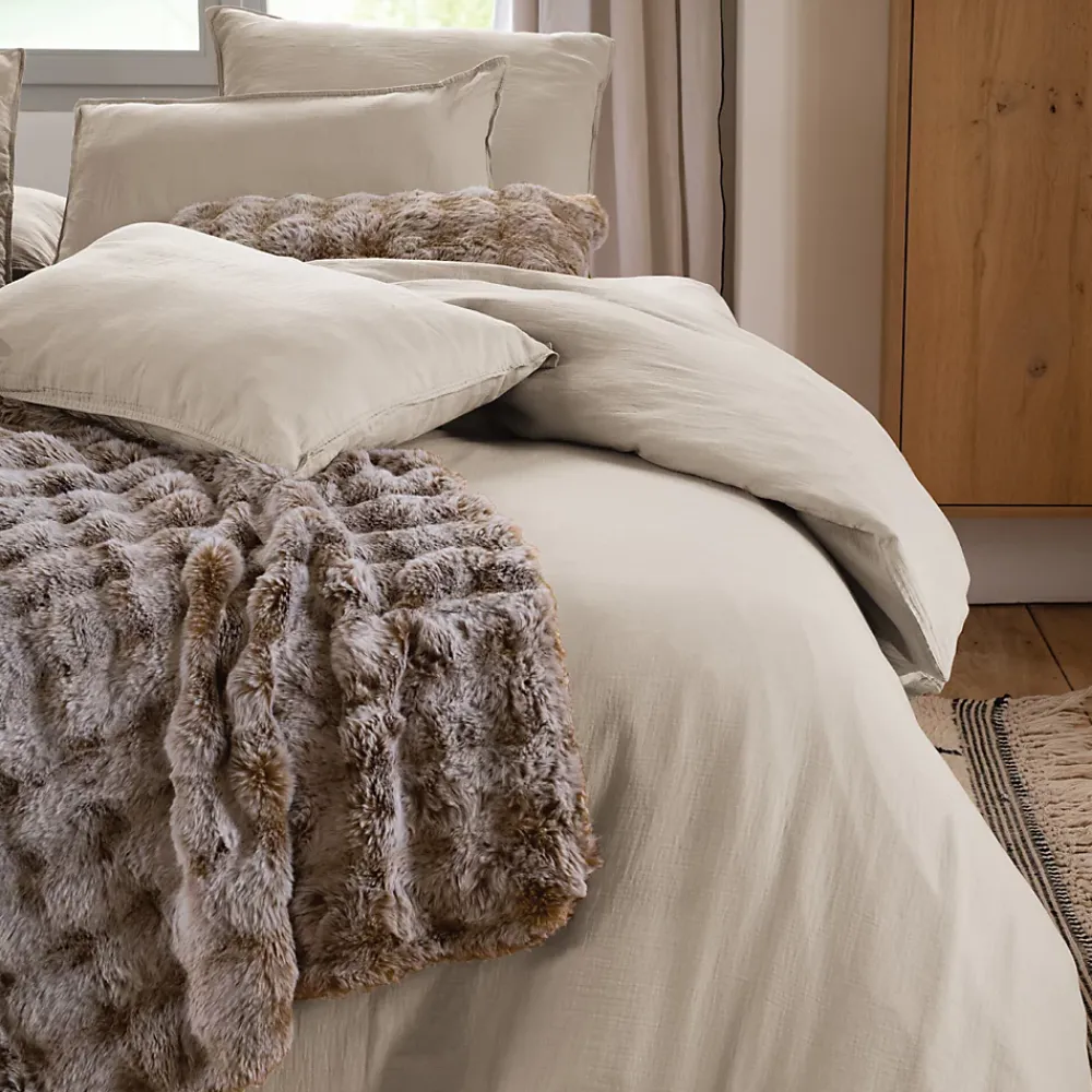 Linnea Housse de couette 240x220 cm mousseline de coton MILOS beige naturel* Housse De Couette