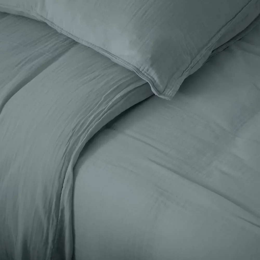 Linnea Housse de couette 260x240 cm mousseline de coton MILOS vert lichen* Housse De Couette