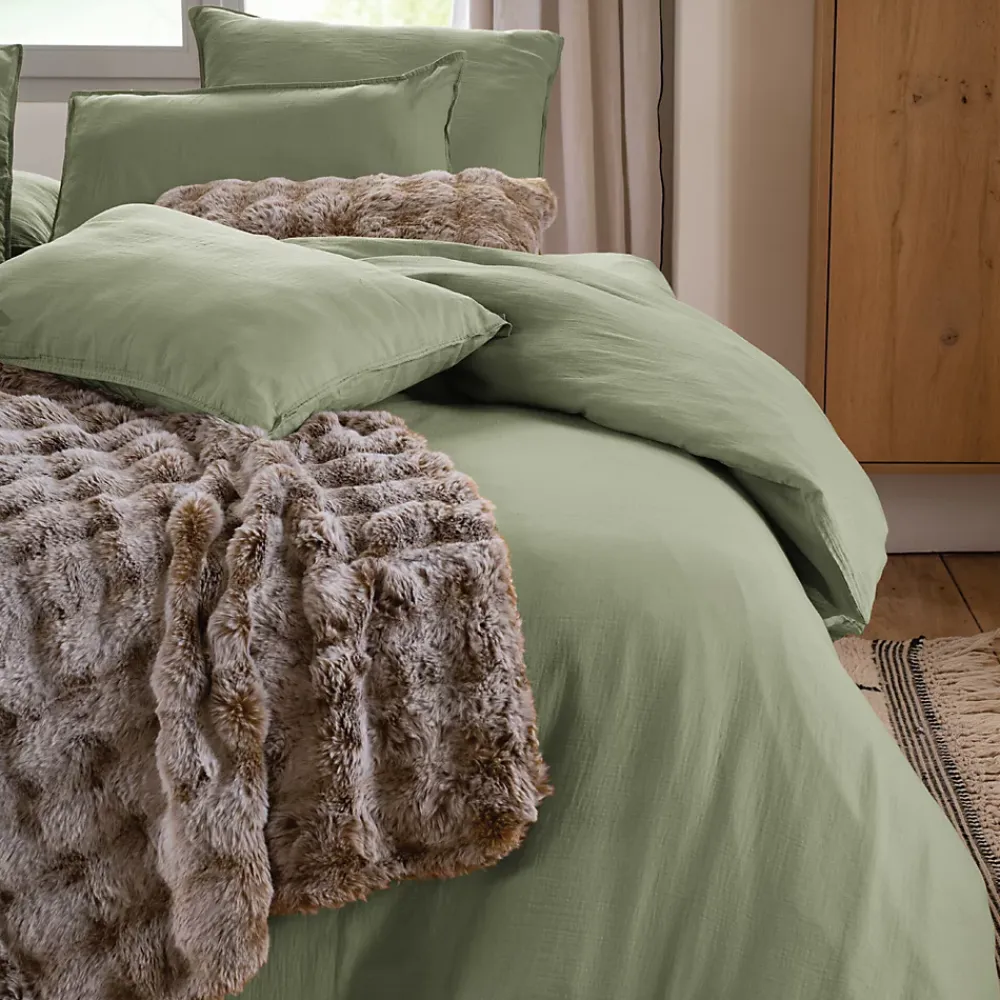 Linnea Housse de couette 240x220 cm mousseline de coton MILOS vert mousse* Housse De Couette