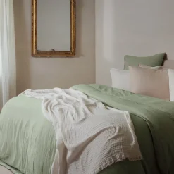 Linnea Housse de couette 240x220 cm mousseline de coton MILOS vert mousse* Housse De Couette