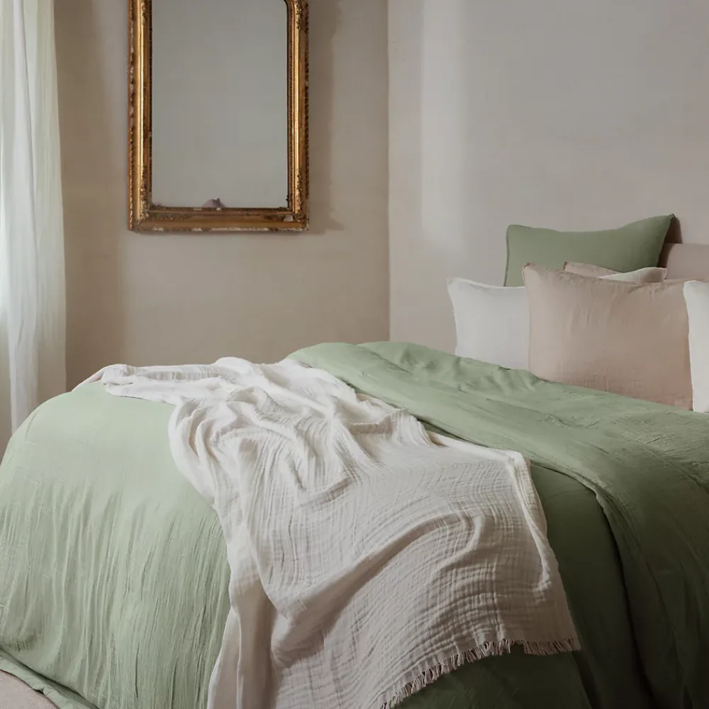 Linnea Housse de couette 240x220 cm mousseline de coton MILOS vert mousse* Housse De Couette