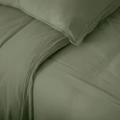 Linnea Housse de couette 240x220 cm mousseline de coton MILOS vert mousse* Housse De Couette