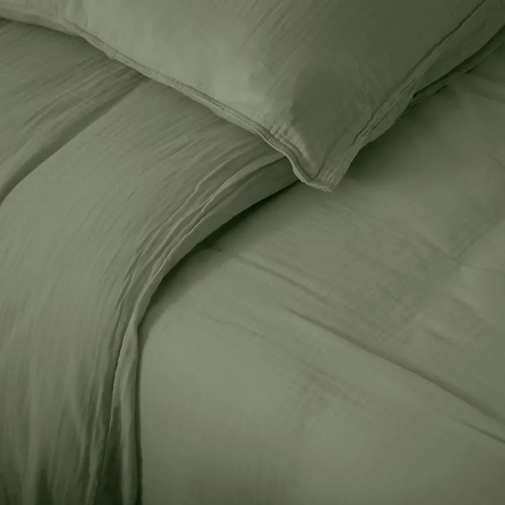 Linnea Housse de couette 240x220 cm mousseline de coton MILOS vert mousse* Housse De Couette