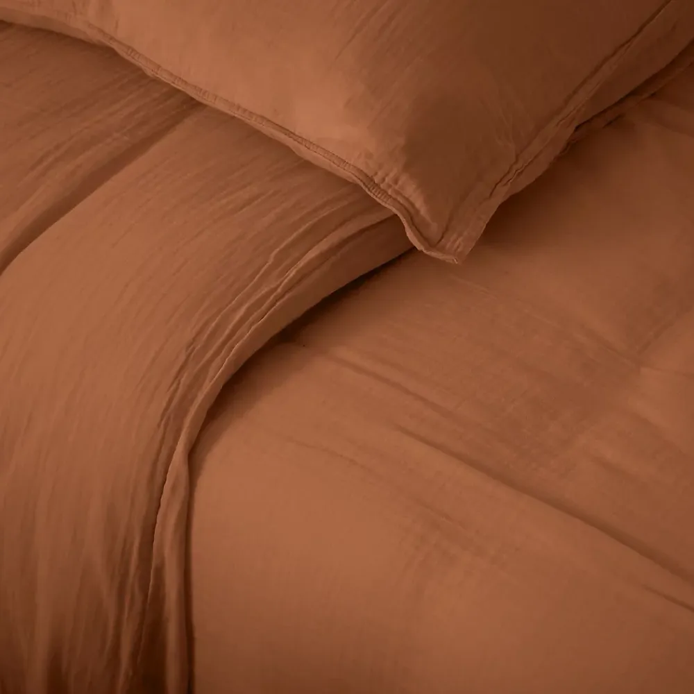 Linnea Housse de couette 240x220 cm mousseline de coton MILOS marron terre cuite* Housse De Couette