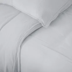 Housse de couette 240x220 cm mousseline de coton MILOS blanc neige><noscript><img width=