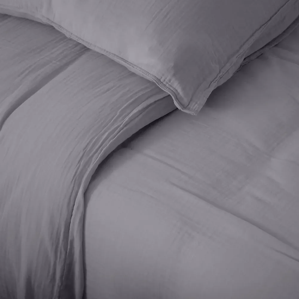 Linnea Housse de couette 240x220 cm mousseline de coton MILOS gris cendre* Housse De Couette