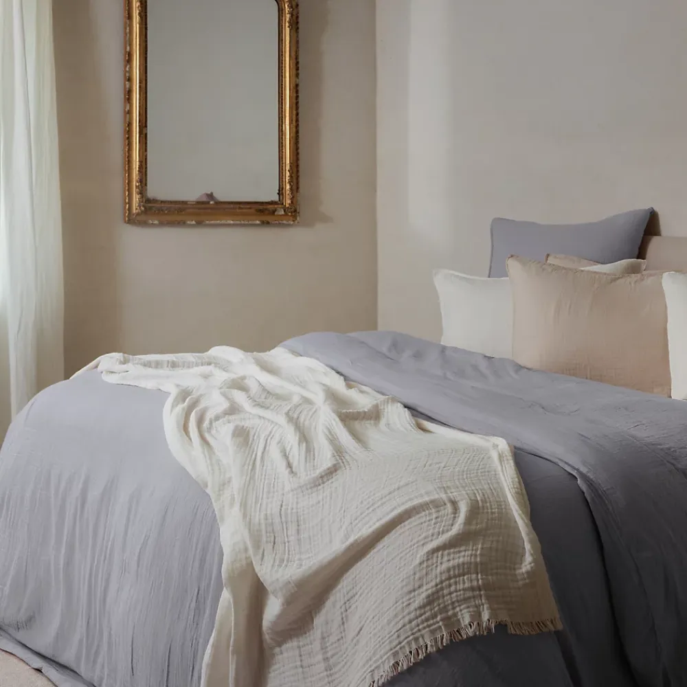 Linnea Housse de couette 240x220 cm mousseline de coton MILOS gris cendre* Housse De Couette