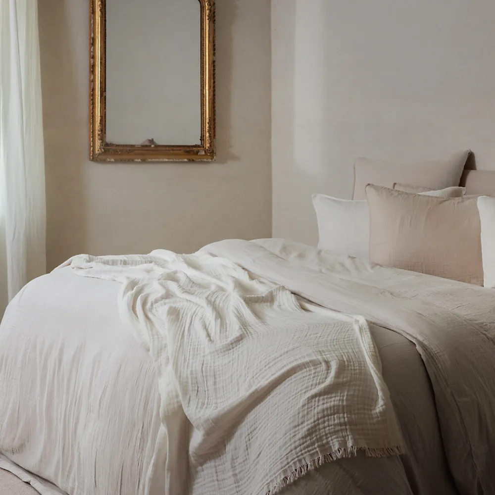 Housse de couette 240x220 cm mousseline de coton MILOS beige ficelle>Linnea Hot