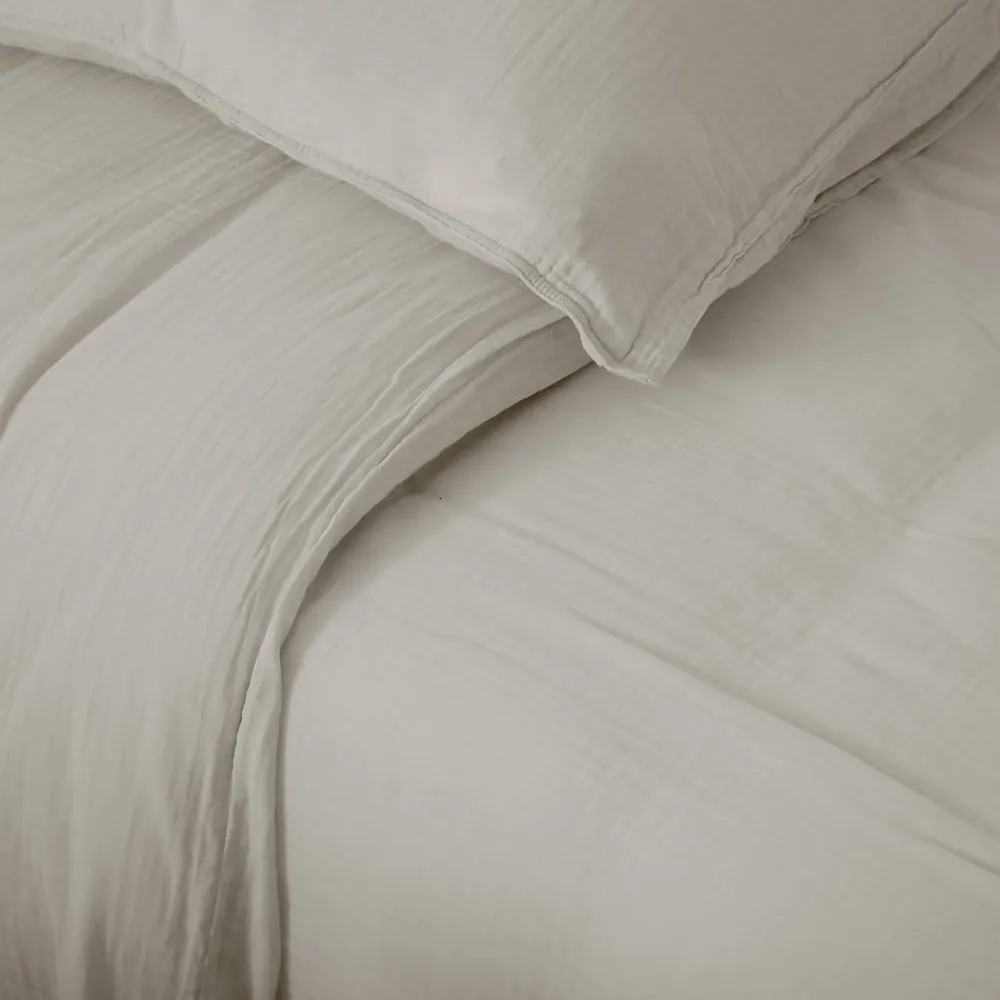 Housse de couette 240x220 cm mousseline de coton MILOS beige ficelle>Linnea Hot