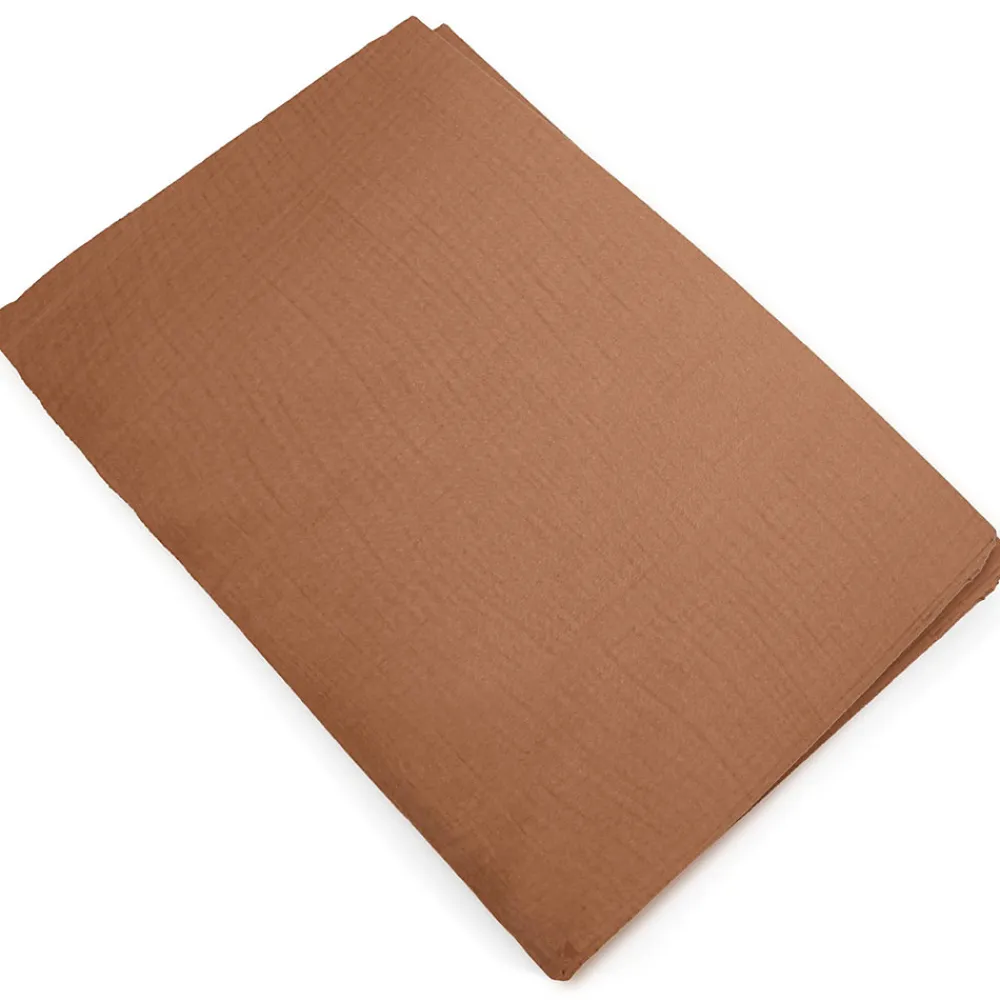Housse de couette 240x220 cm mousseline de coton MILOS marron cognac>Linnea Outlet