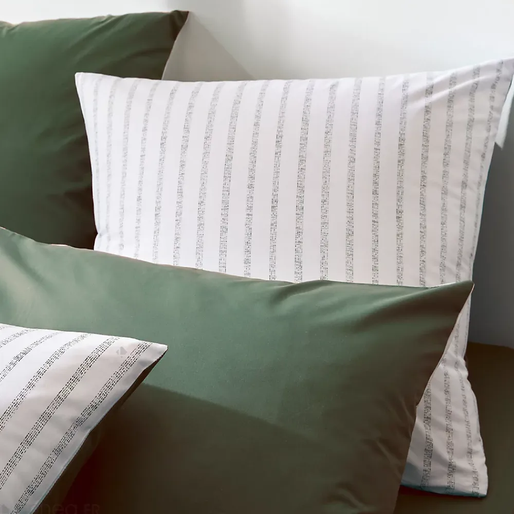 Linnea Housse de couette 140x200 cm percale coton GABY vert Kaki* Housse De Couette