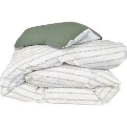 Linnea Housse de couette 140x200 cm percale coton GABY vert Kaki* Housse De Couette