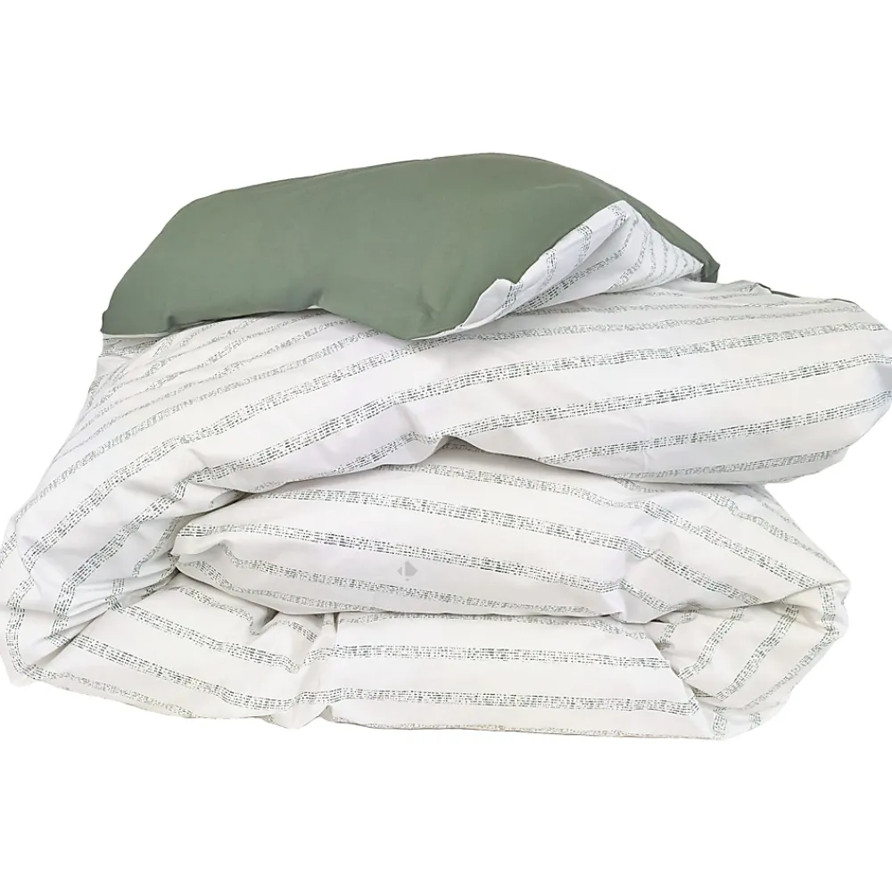 Linnea Housse de couette 140x200 cm percale coton GABY vert Kaki* Housse De Couette