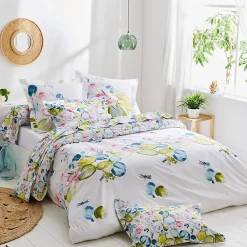 Linnea Housse de couette 200x200 cm percale coton NENUPHAR aqua* Housse De Couette