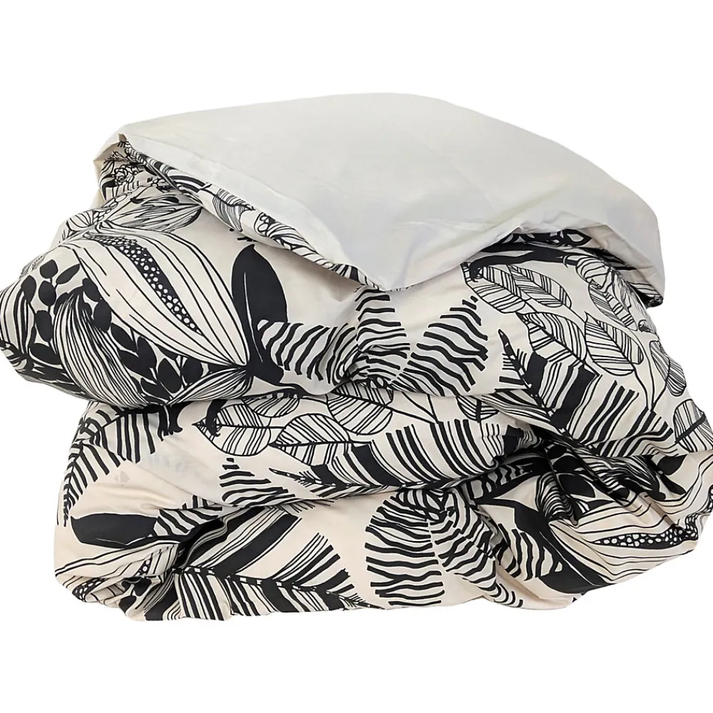Housse de couette 200x200 cm percale de coton ALBA beige/noir>Linnea Outlet