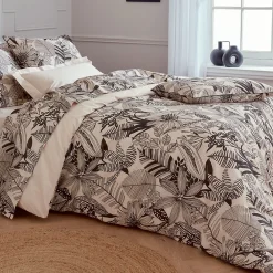 Housse de couette 200x200 cm percale de coton ALBA beige/noir>Linnea Outlet