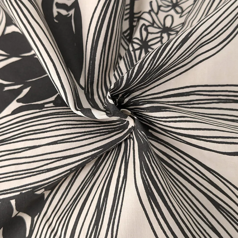 Housse de couette 200x200 cm percale de coton ALBA beige/noir>Linnea Outlet