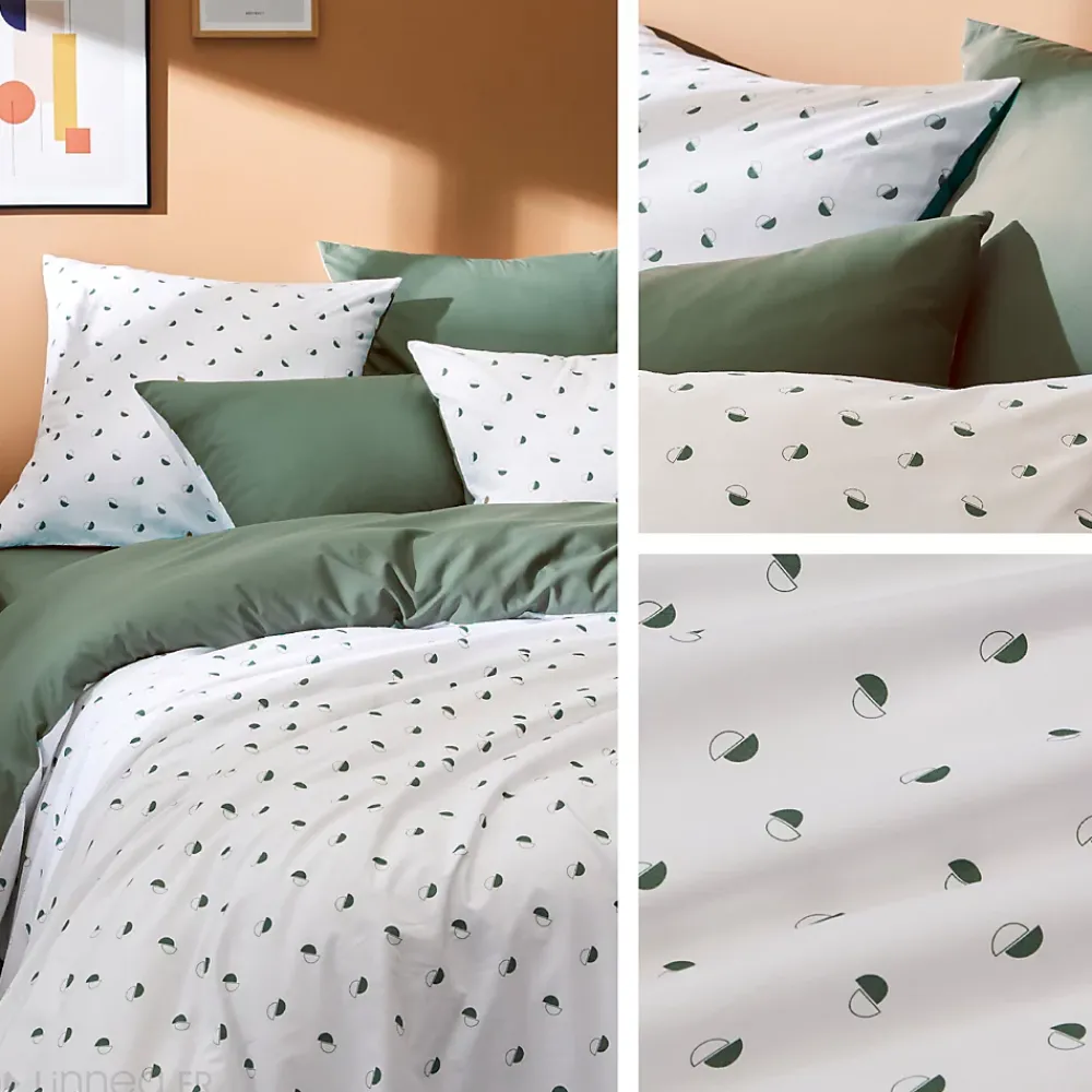 Linnea Housse de couette 200x200 cm percale coton ALEX vert Kaki* Housse De Couette