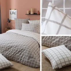 Linnea Housse de couette 200x200 cm percale coton DDM MAX Gris* Housse De Couette