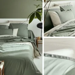 Linnea Housse de couette 140x200 cm percale coton NOA vert Kaki* Housse De Couette