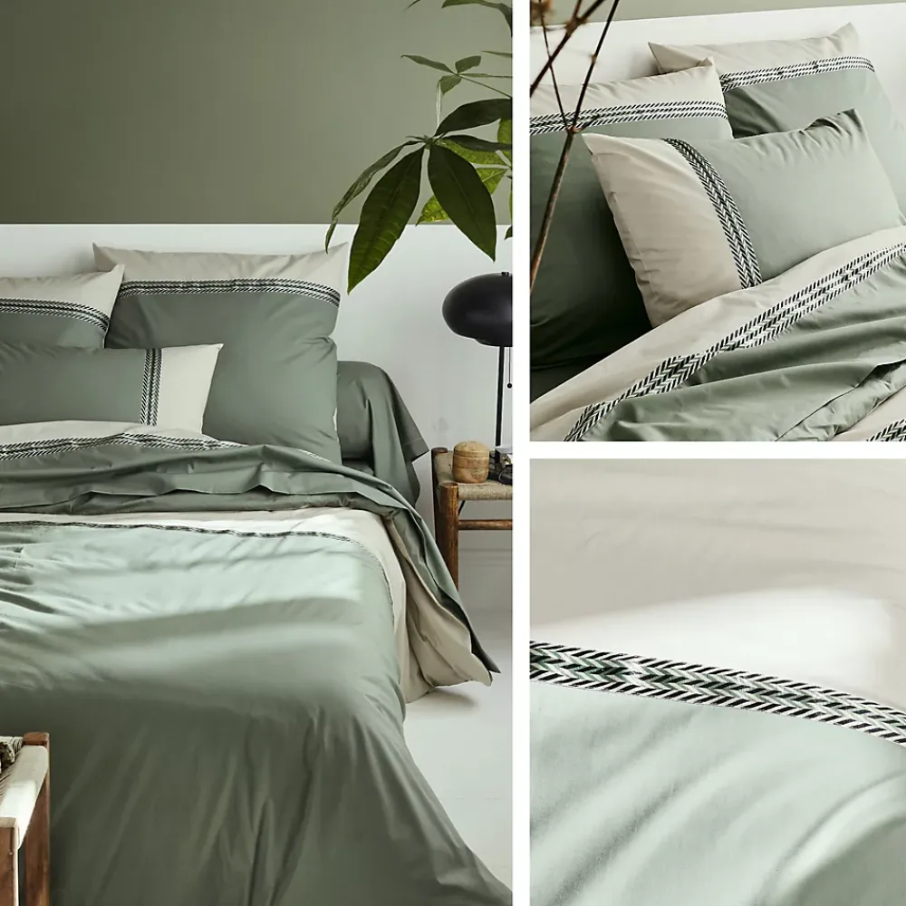 Linnea Housse de couette 140x200 cm percale coton NOA vert Kaki* Housse De Couette