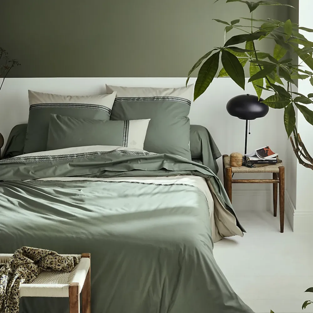 Linnea Housse de couette 140x200 cm percale coton NOA vert Kaki* Housse De Couette