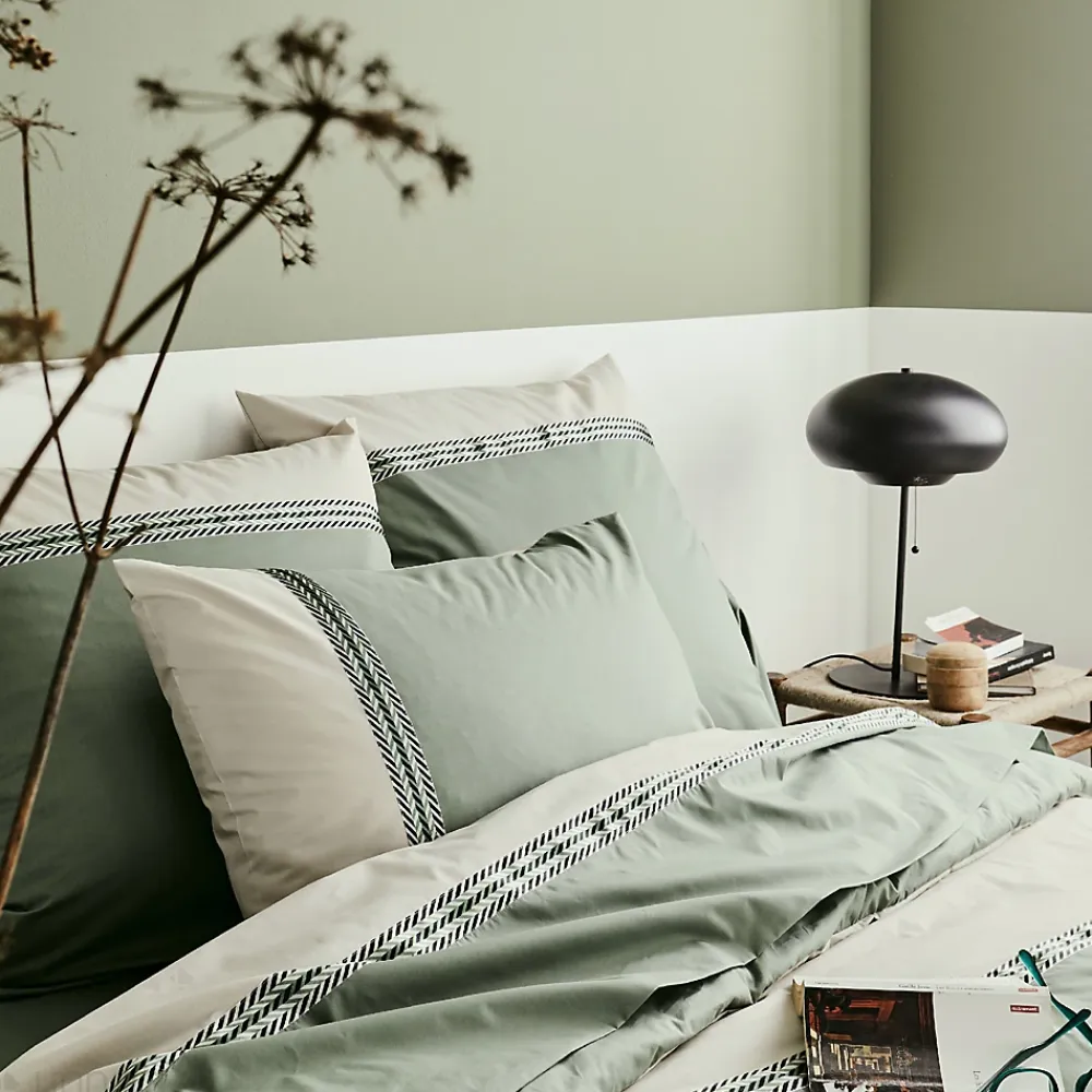 Linnea Housse de couette 140x200 cm percale coton NOA vert Kaki* Housse De Couette