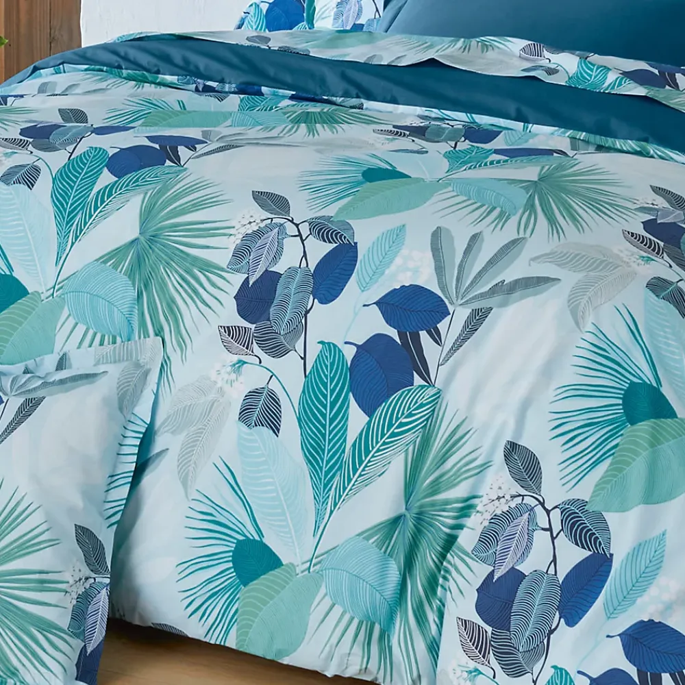 Linnea Housse de couette 240x220 cm percale de coton MOOREA PACIFIC bleu/vert* Housse De Couette