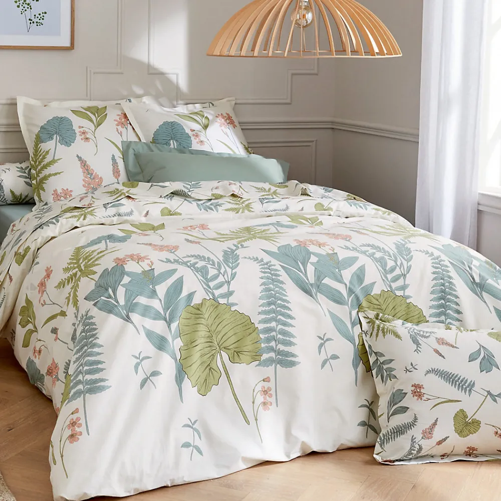 Housse de couette 240x220 cm percale coton FÉERIE Blanc sauge>Linnea Best