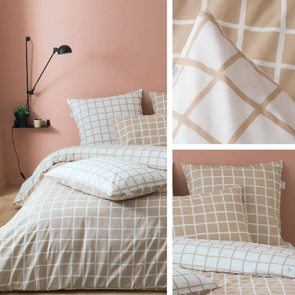 Housse de couette 200x200 cm percale coton DDM MAX Beige>Linnea