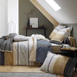 Housse de couette 140x200 cm percale coton MARLOW acier>Linnea Hot