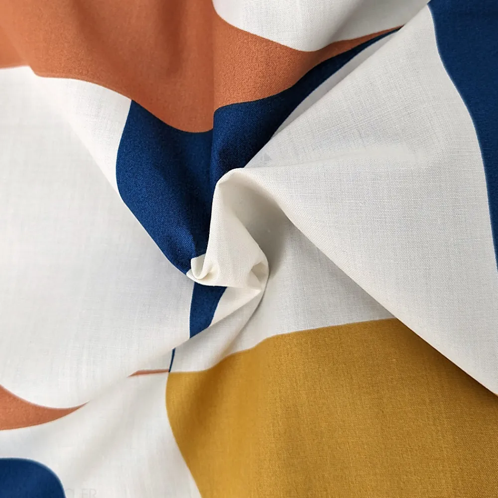 Housse de couette 200x200 cm percale de coton MODULO bleu cobalt>Linnea Discount