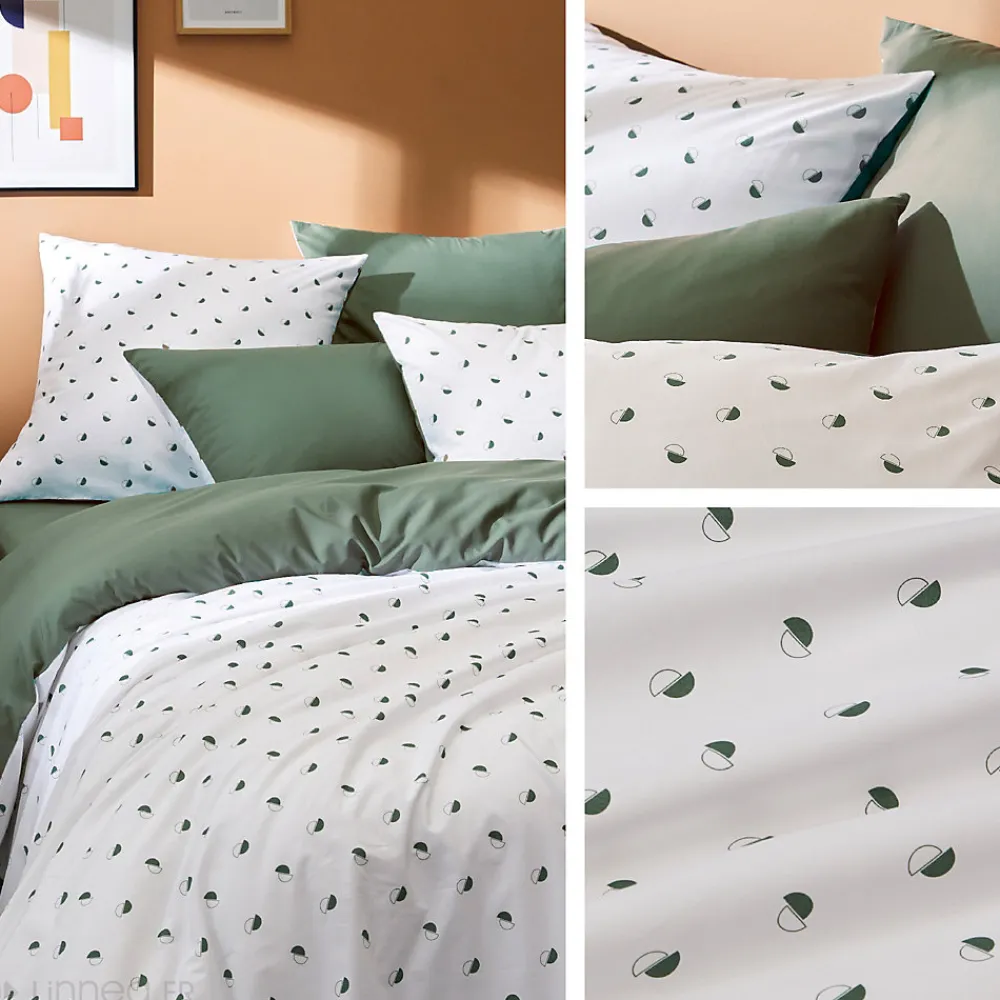 Housse de couette 300x240 cm percale coton ALEX vert Kaki>Linnea Clearance
