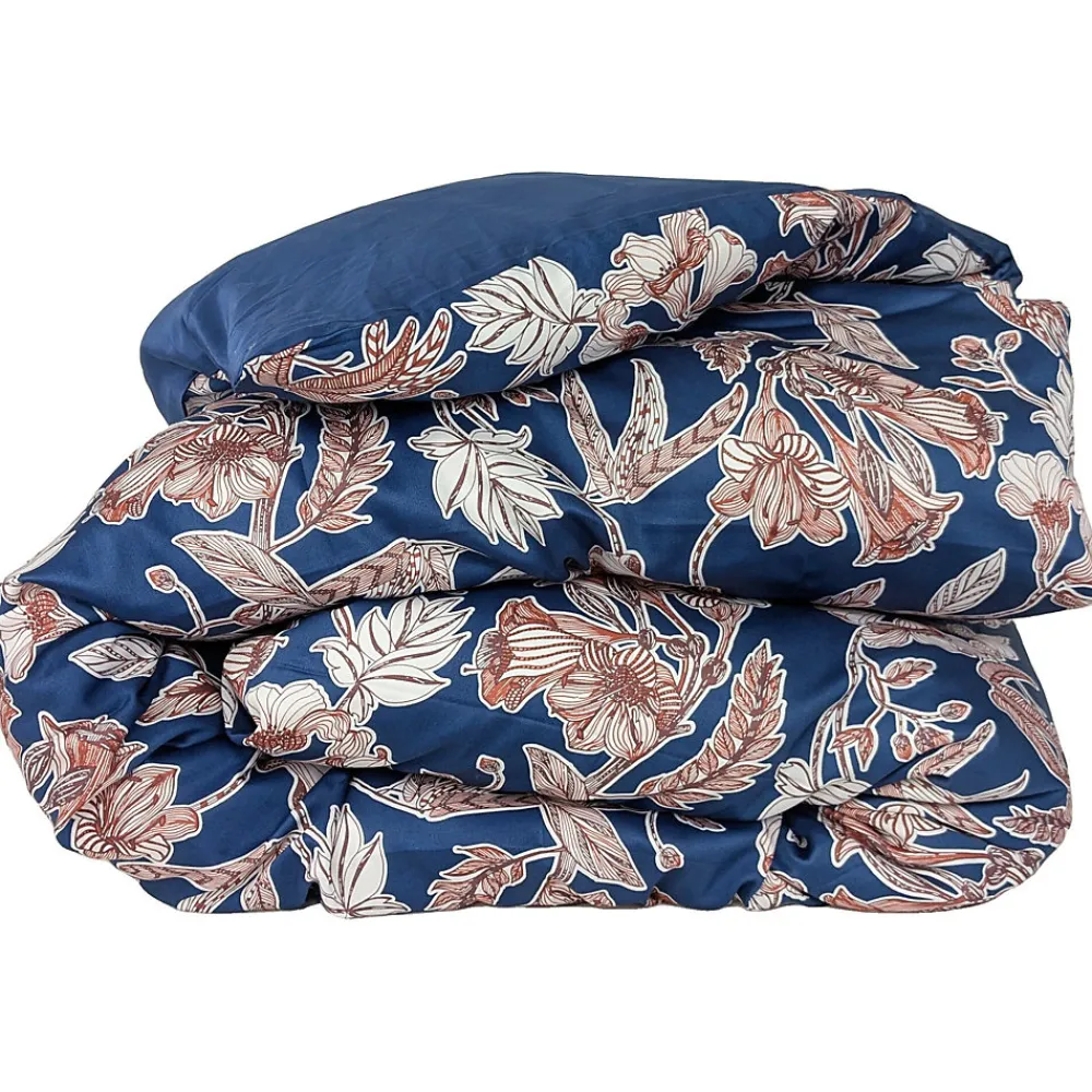 Housse de couette 240x220 cm satin de coton BOTANIC bleu Nuit>Linnea Best