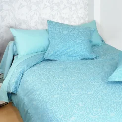 Housse de couette 240x220 cm Satin de coton PANTHEON Bleu clair>Linnea Hot