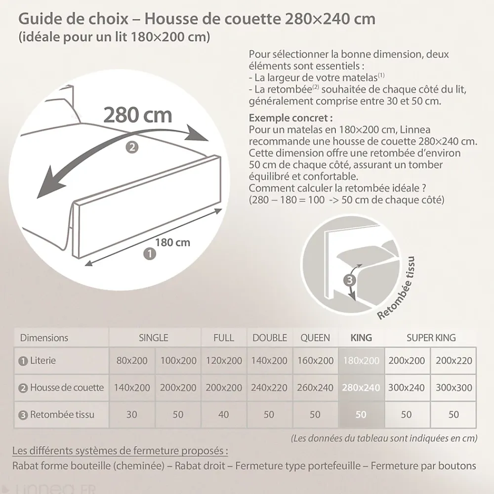 Linnea Housse de couette 280x240 cm satin de coton ENZO noir* Housse De Couette