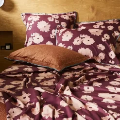 Linnea Housse de couette 140x200 cm satin de coton COUP DE FOUDRE Prune/caramel* Housse De Couette
